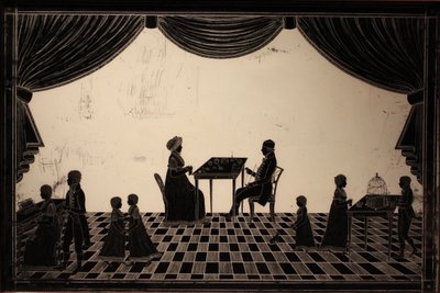 Een familie speelt en maakt huiselijke muziek door Carl Rothe